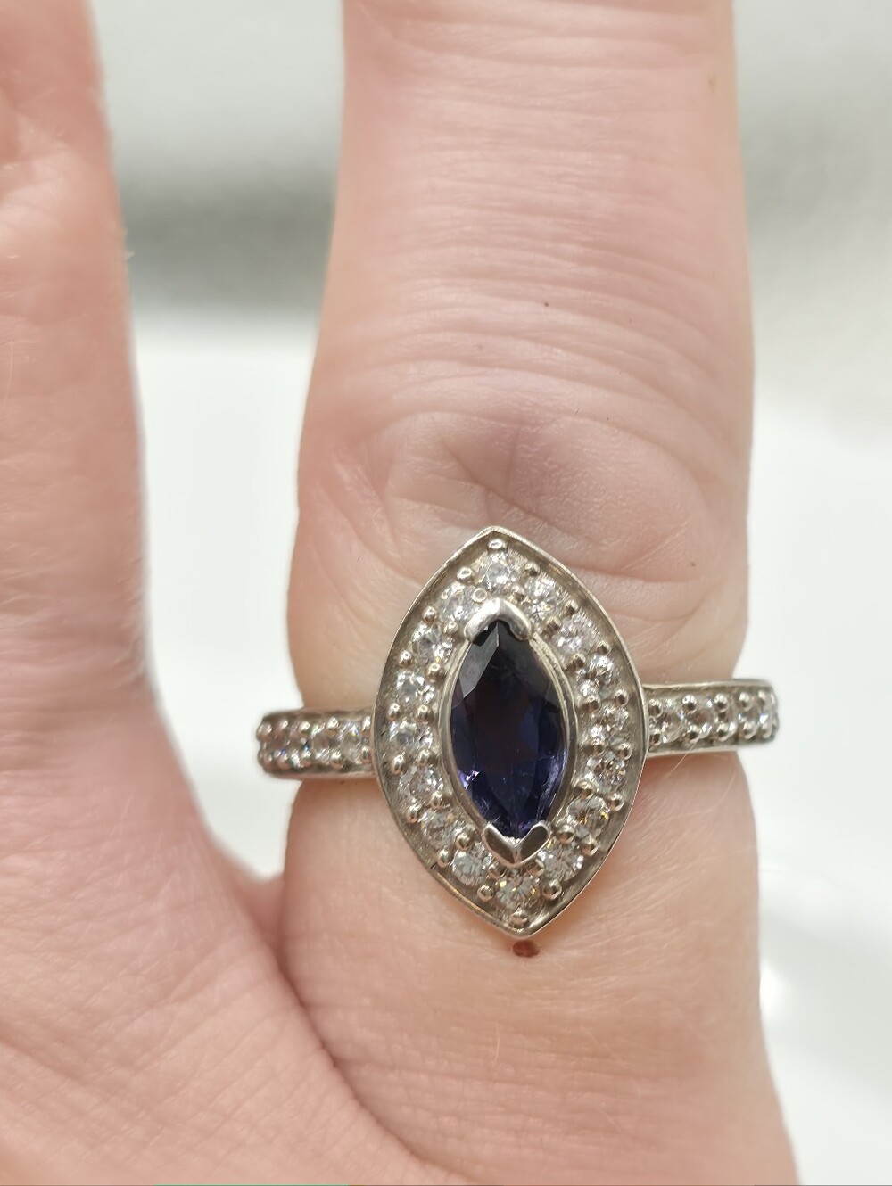 NWT Rare Iolite Marquis Halo Ring - Picture 5 of 8